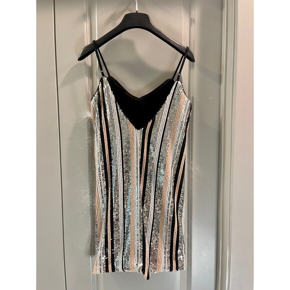 LUCY PARIS Sequin Mini Dress, Sz S, Adjustable Straps - Picture 2 of 6
